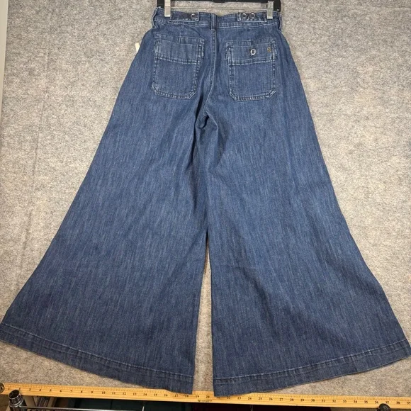 Pilcro Anthropologie Blue Wide Leg Jeans Size 26 High Rise Utility Denim Style - Picture 13 of 16